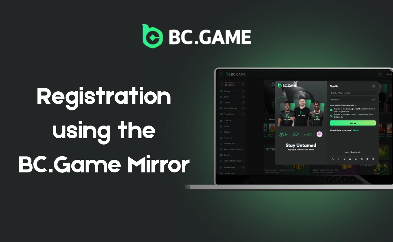 Registration using the BC.Game Mirror